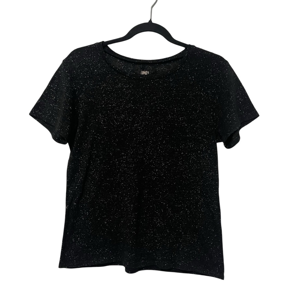 Reformation‎ Black Shimmery Tee Size S